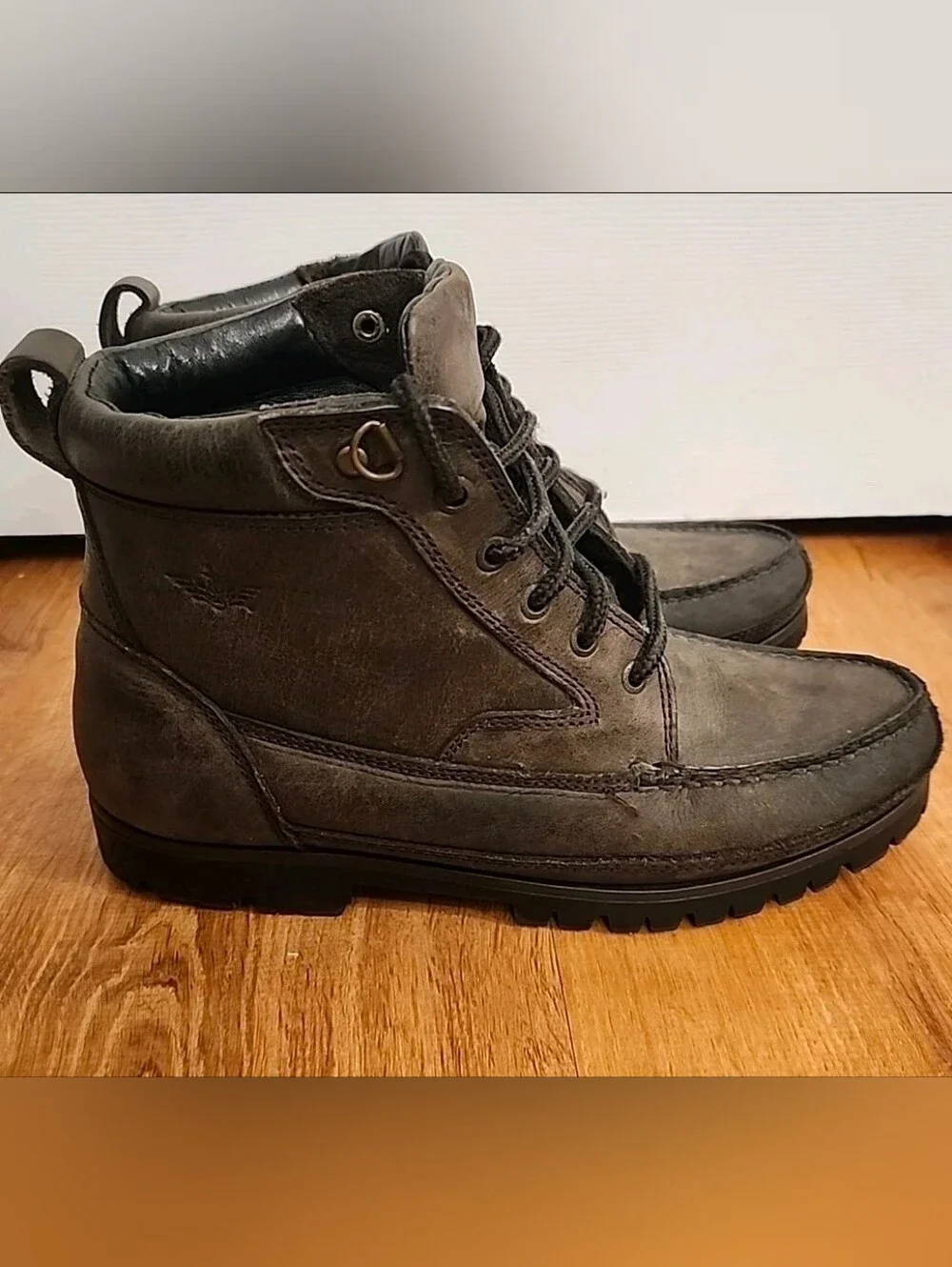 Docker's Authentic Matte Leather Deep Walnut Rugged Ankle Boots Lace-up Hiking